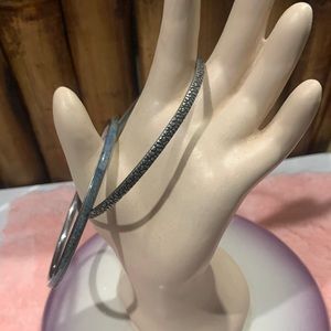 Set of 2  Silver -Tone. Bracelet  Grey Color